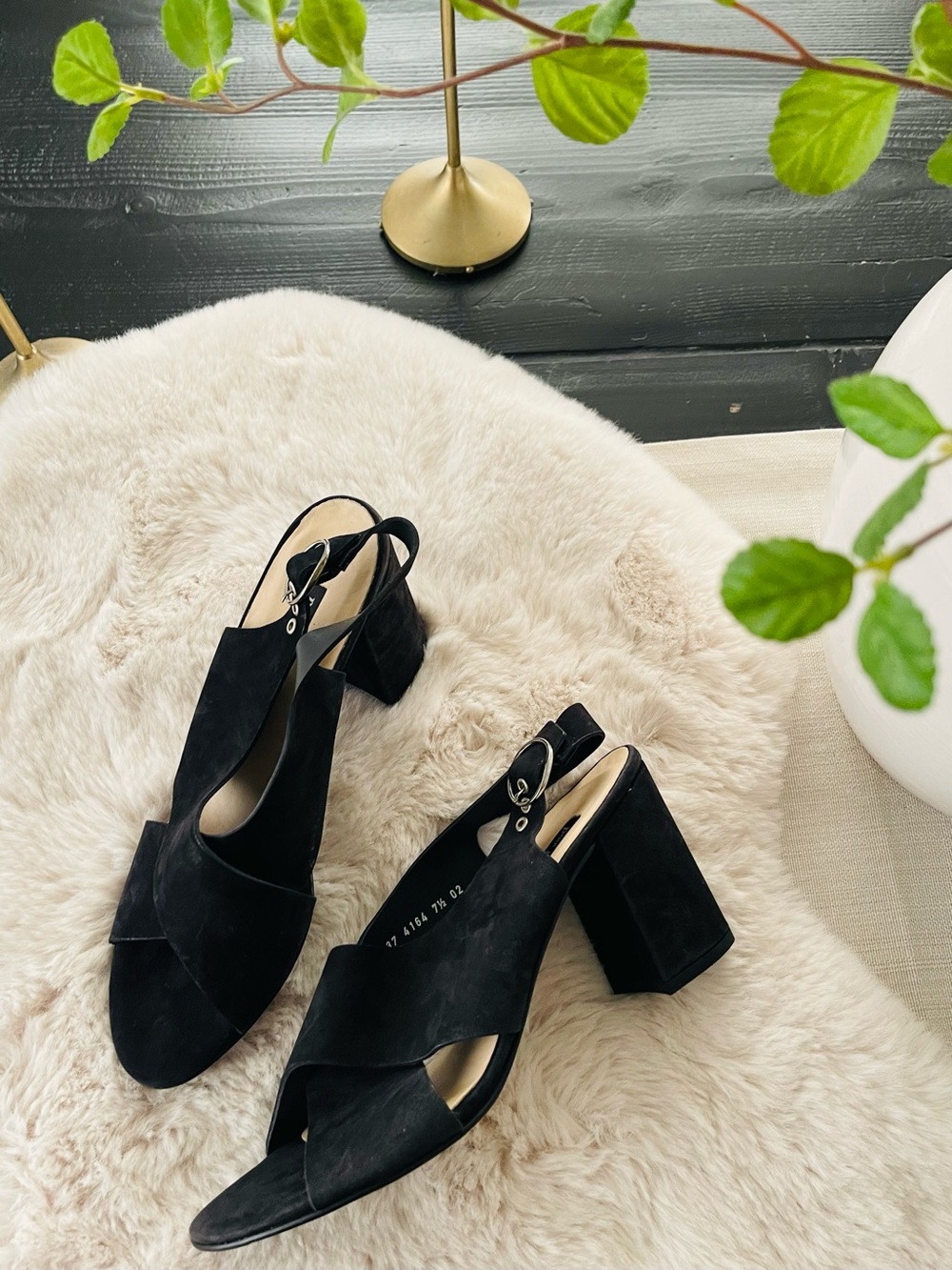 PAUL GREEN black slingback heels Sz 10
